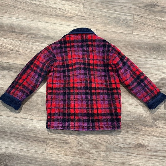 Rothschild Kids Plaid Pea Coat in Red and Purple M 10-12 - Picture 3 of 8